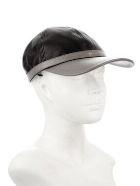 GUCCI LEATHER LOGO Black/Gray Diana Baseball Hat CAP